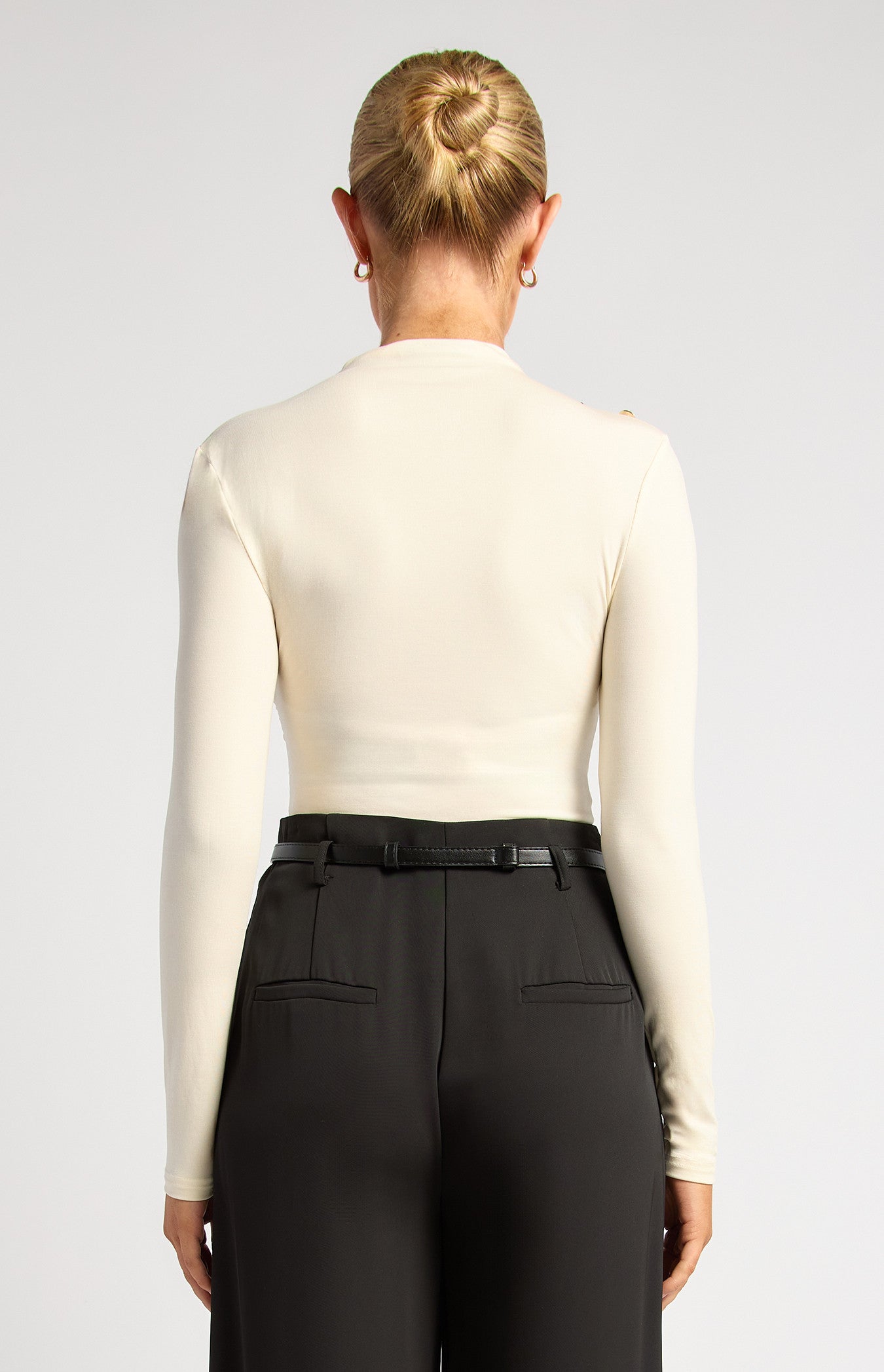 THE AURELIA MOCK NECK GOLD BUTTON TOP