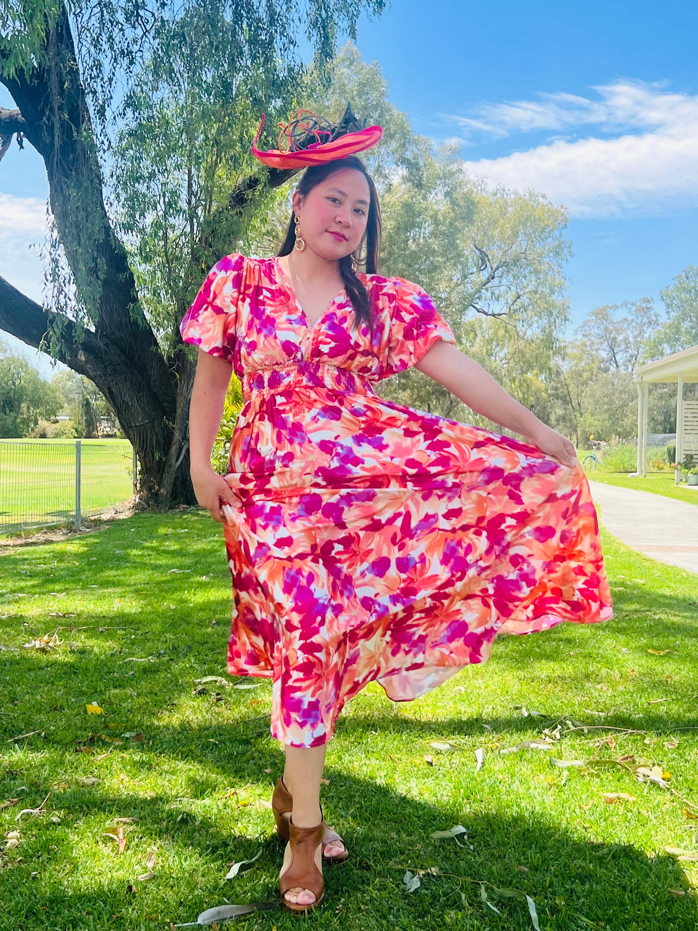 CANDICE MIDI DRESS- PINK FLORAL