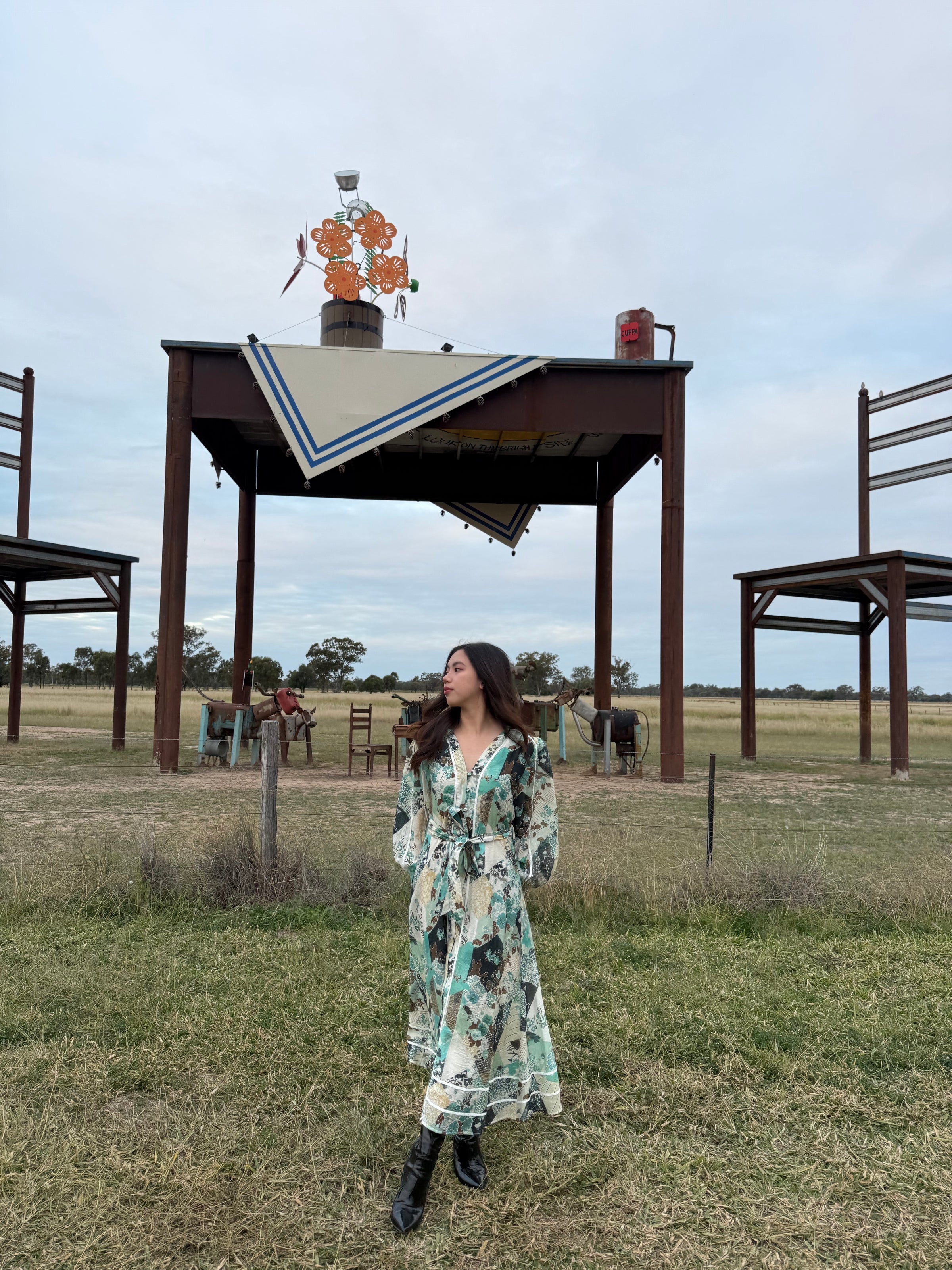 MEADOWS MIDI DRESS- GREEN