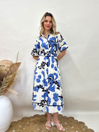 CARA MIDI DRESS- BLUE FLORAL