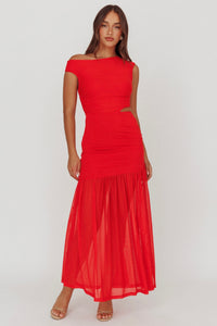 VALENTINA ROUGE MESH MAXI DRESS
