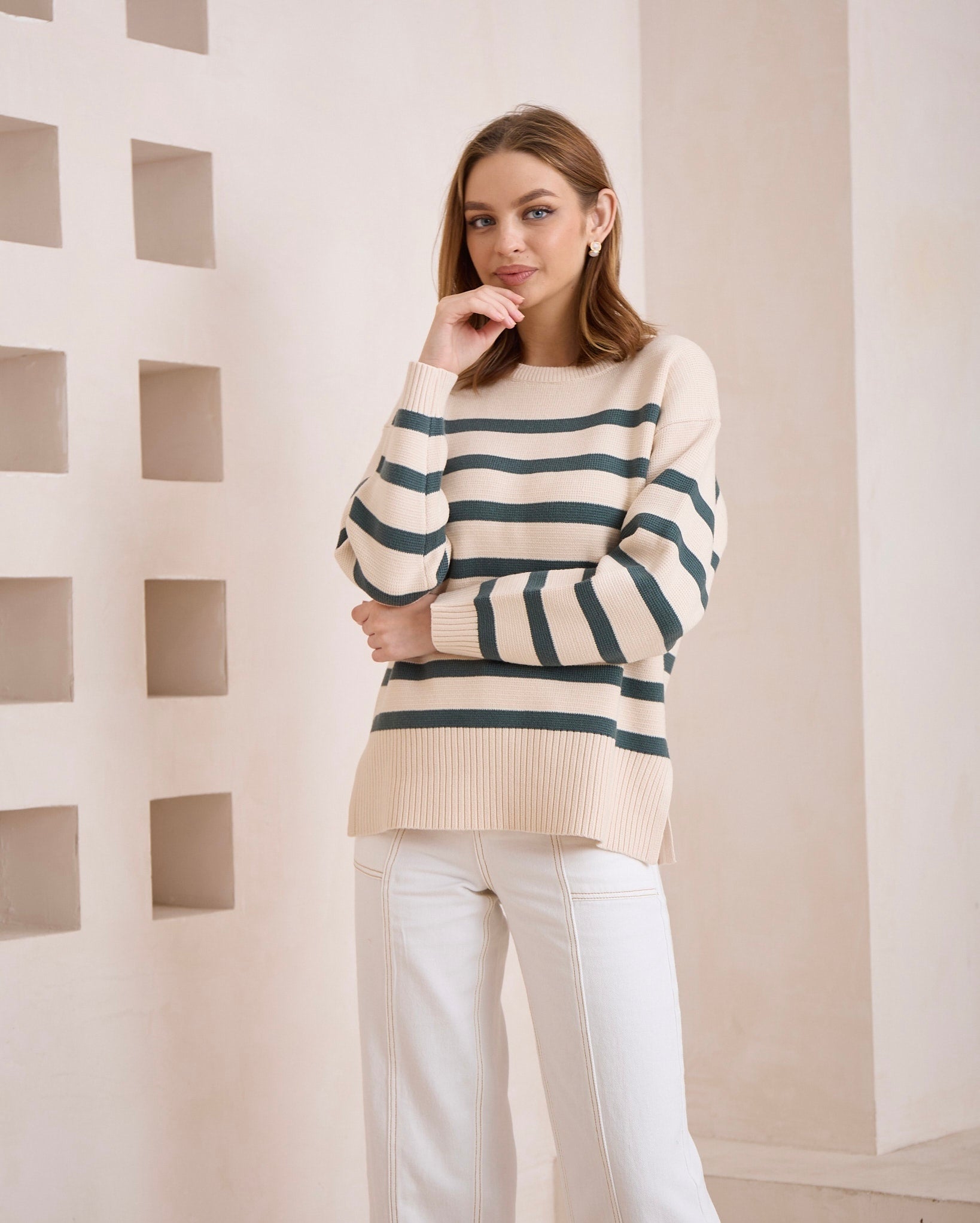 ELYSA KNIT SWEATER- GREEN