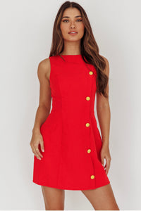 SCARLET MUSE BUTTON DETAIL MINI DRESS
