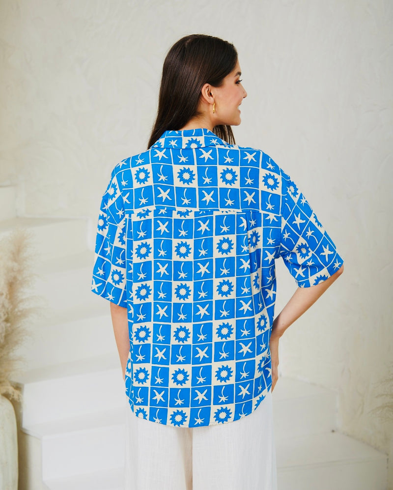 Agatha Button Up Top- Exclusive Print