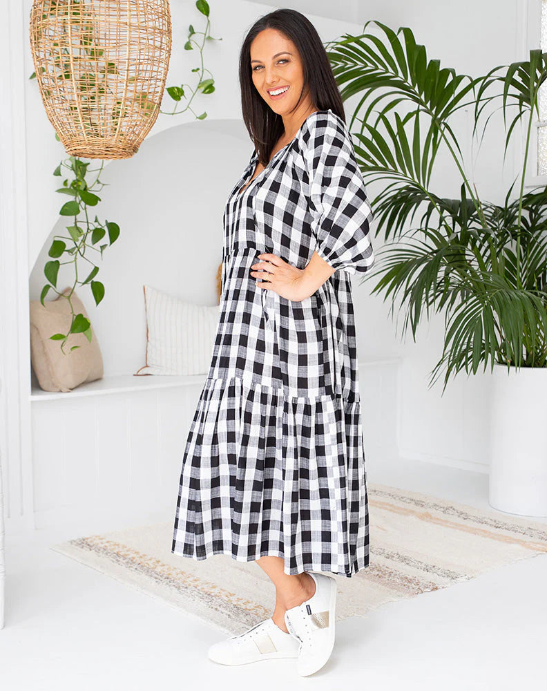 AMBER DRESS- BLACK GINGHAM