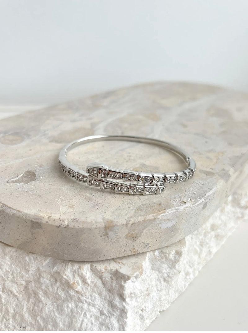 SEREN DIAMANTÉ STERLING SILVER PLATED BANGLE