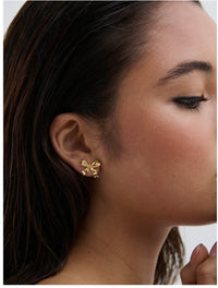 BOW STUD 18K GOLD PLATED EARRINGS