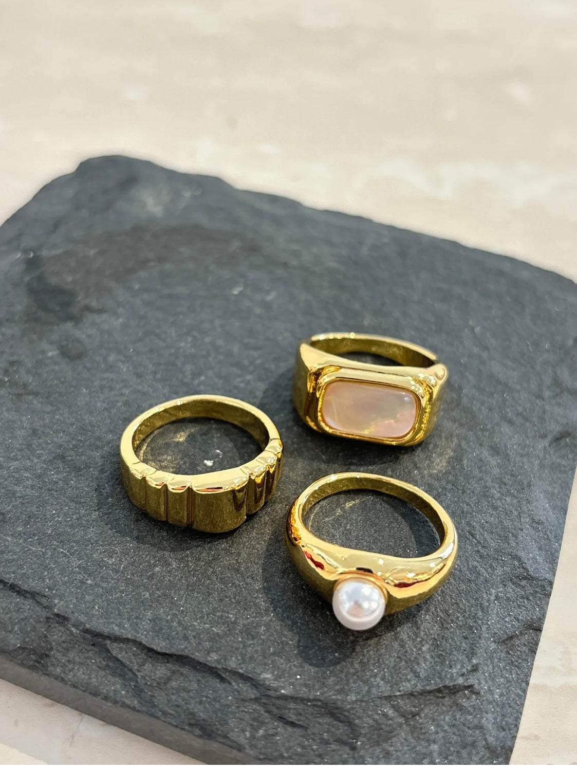 18K GOLD PLATED DAILY STACKER RINGS 3SET