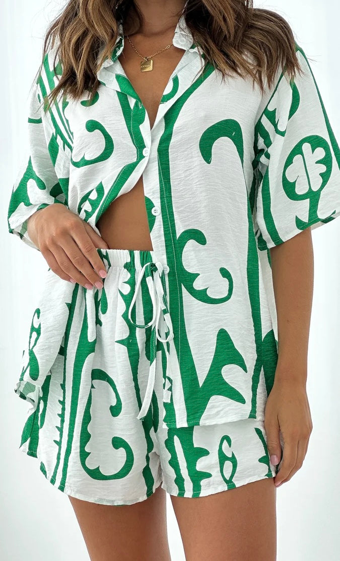 By Frankie Tribal Short Set- Green