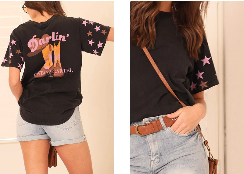 DARLIN’ COWBOY CARTEL VINTAGE TEE- WASHED BLACK