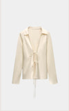 GIGI SATIN TIE FRONT BLOUSE- IVORY