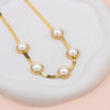 YELLOW GOLD WIDE SNAKE CHAIN WITH PEARLS- SHORT NECKLACE