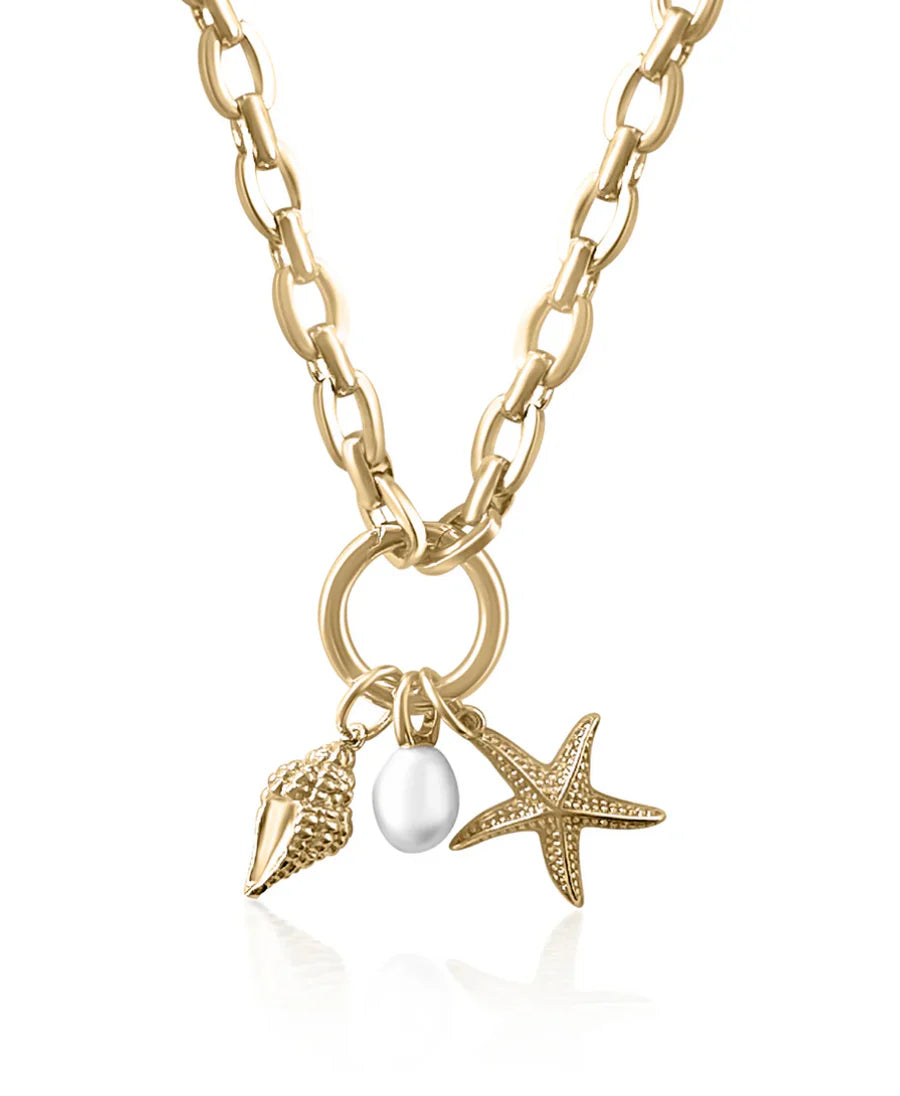 GOLD OCEAN CHARM NECKLACE