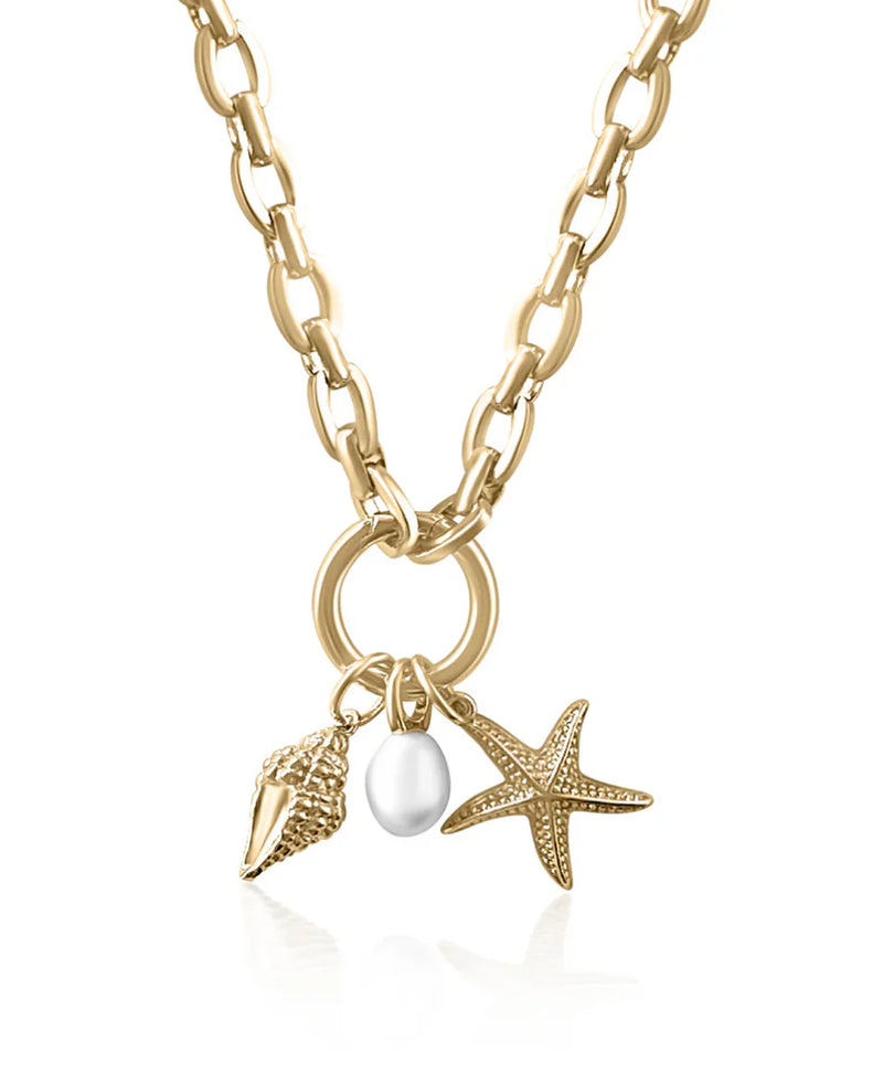 GOLD OCEAN CHARM NECKLACE
