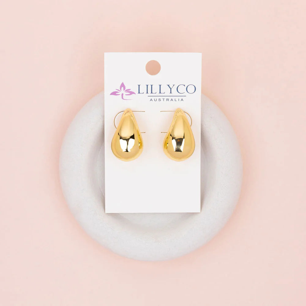 SOLID TEAR YELLOW GOLD DROP EARRINGS