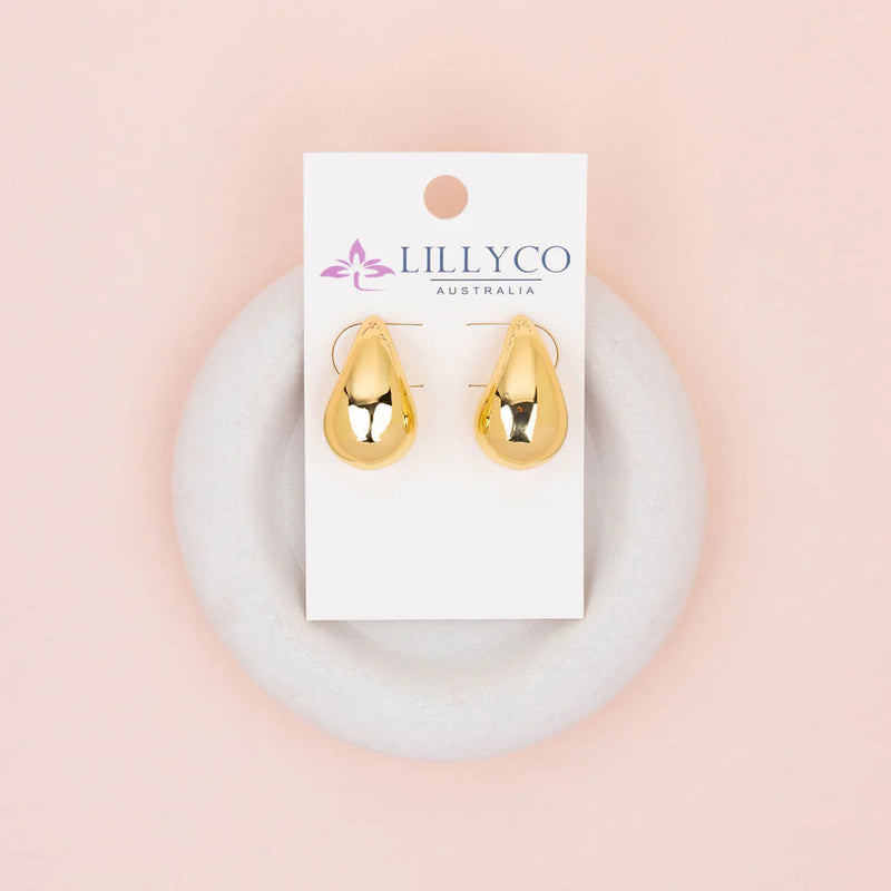 SOLID TEAR YELLOW GOLD DROP EARRINGS