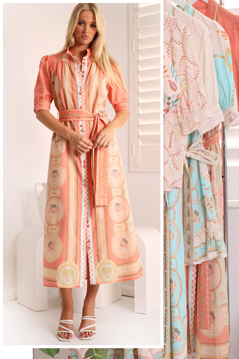 MIA MILANI ACACIÂ CANTELOPE- MIDI DRESS