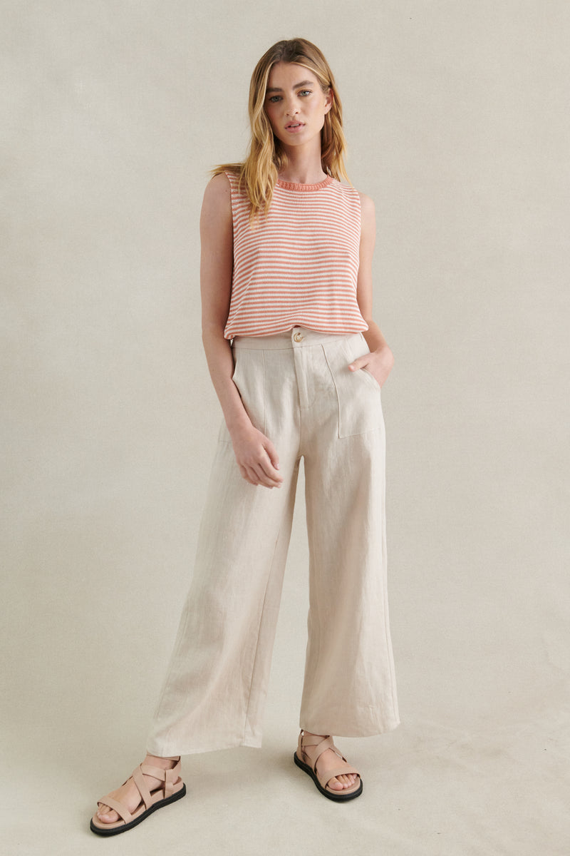 JUDE LUXE LINEN PANTS- STONE