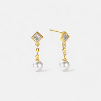 18K Plated | Crystal Pearl Drop Stud Earrings