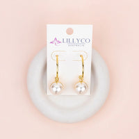 Yellow Gold Reversible Pearl & Metal Earrings