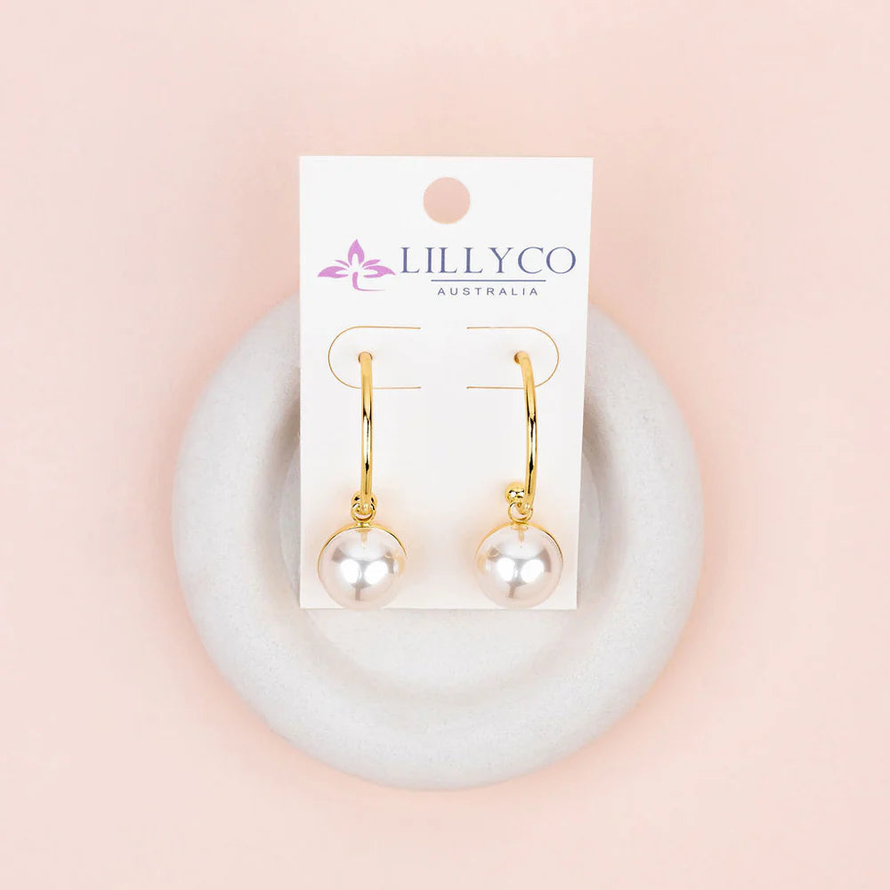 Yellow Gold Reversible Pearl & Metal Earrings