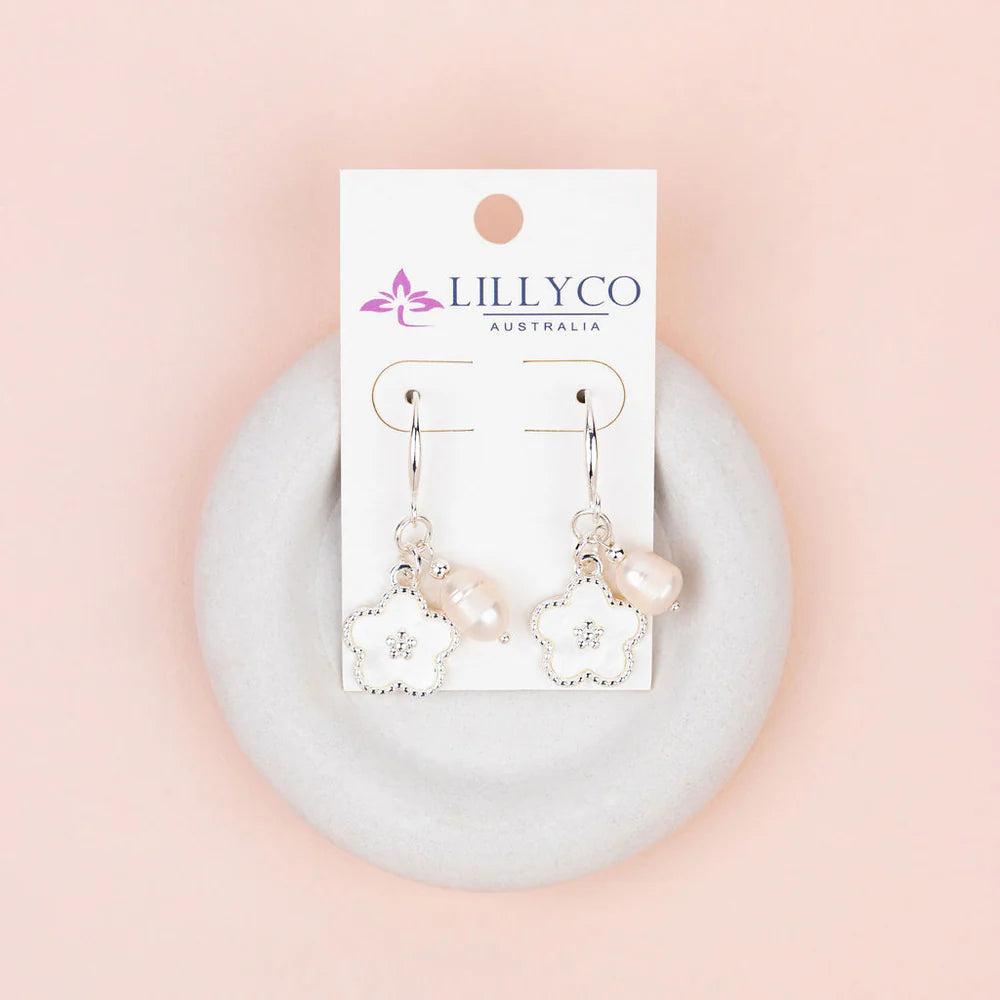 Silver Flower Charm Earring