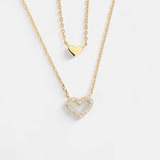 18K Plated | Double Stacked Pave CZ Heart Necklace