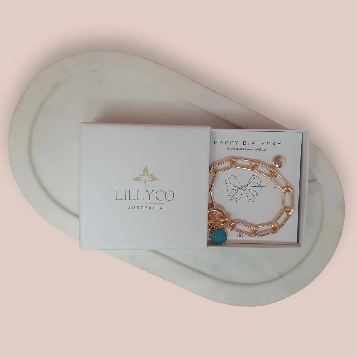 JEWELLERY GIFT BOX | Happy Birthday #1 Boxed Rose Gold Bracelet