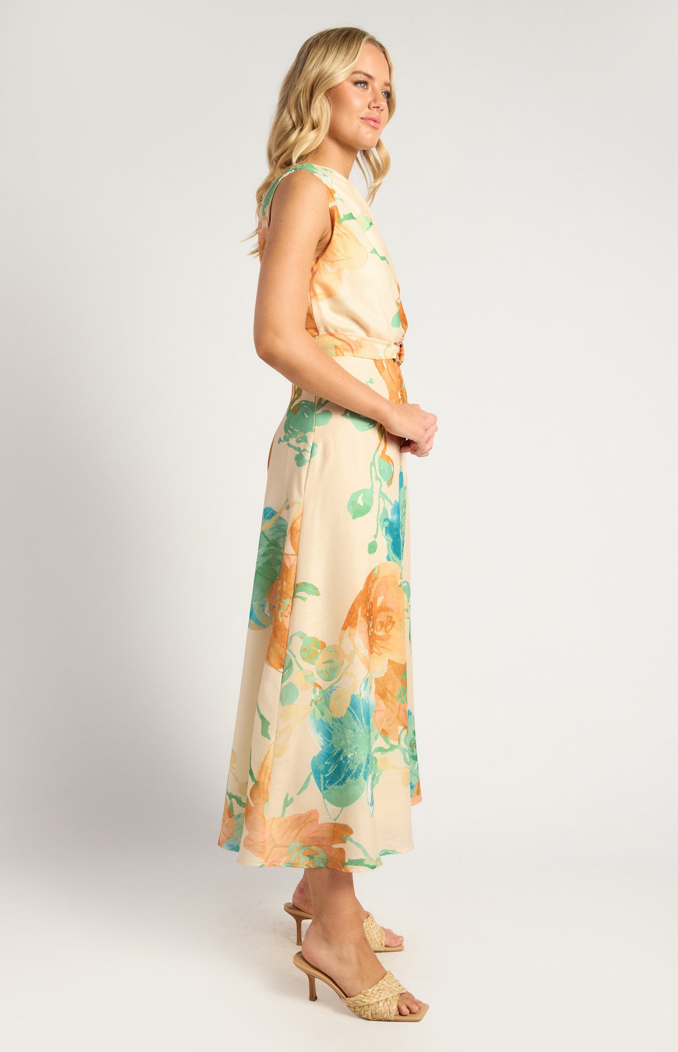 SIENNA ONE SHOULDER MIDI DRESS – FLORAL DRESS