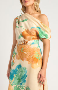 SIENNA ONE SHOULDER MIDI DRESS – FLORAL DRESS