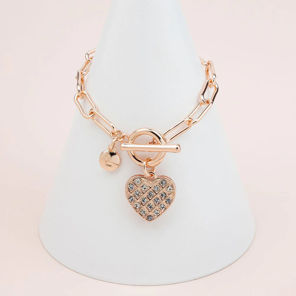 ROSE GOLD BLING HEART BRACELET