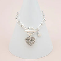 SILVER BLING HEART BRACELET