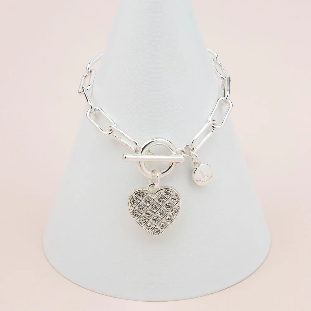 SILVER BLING HEART BRACELET