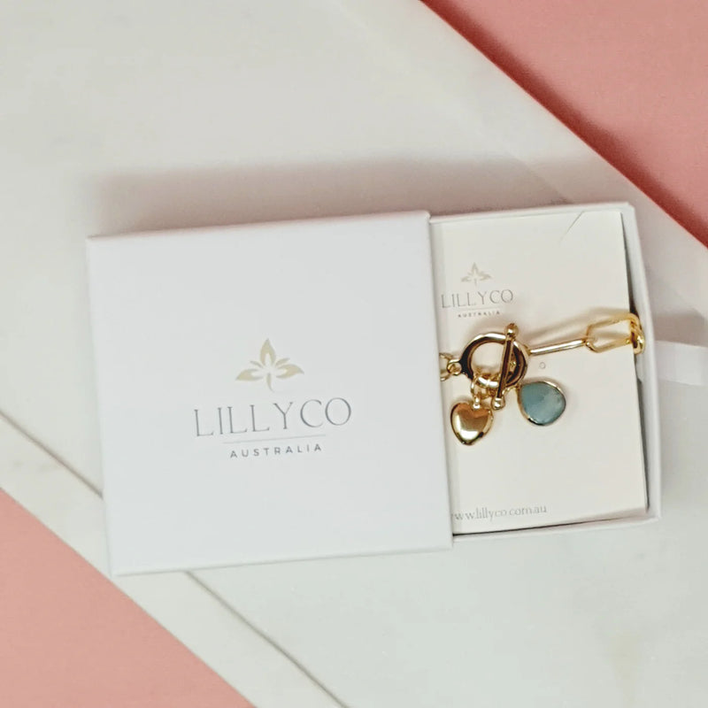 GIFT BOX | GOLD LINK & HEART BRACELET