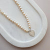 SHORT | NEW | SILVER & PEARL HEART ON FRESH WATER PEARL NECKLACE