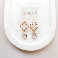 ROSE GOLD & PINK PENDANT EARRING