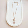 SHORT | NEW | ROSE GOLD FLOWER & PINK CRYSTAL NECKLACE