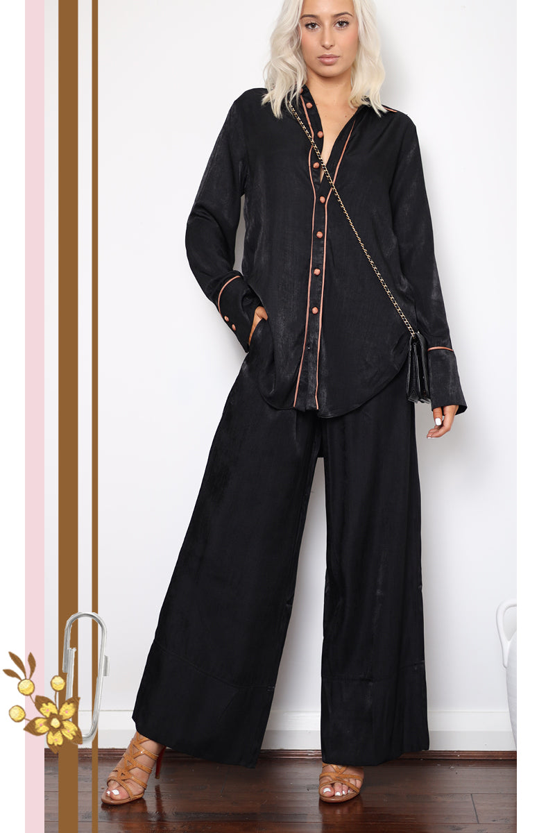 GIA BELTED PANTS- BLACK