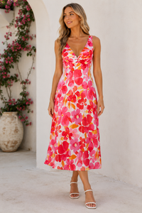 SUNSET BLOOM MIDI DRESS