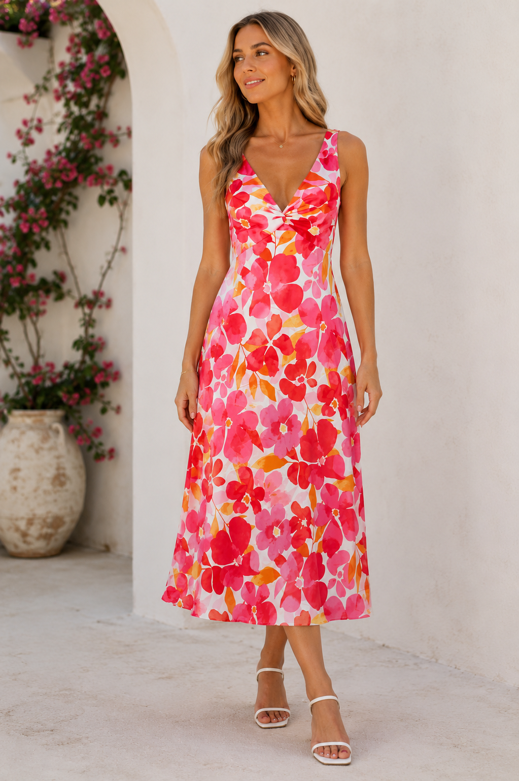 SUNSET BLOOM MIDI DRESS