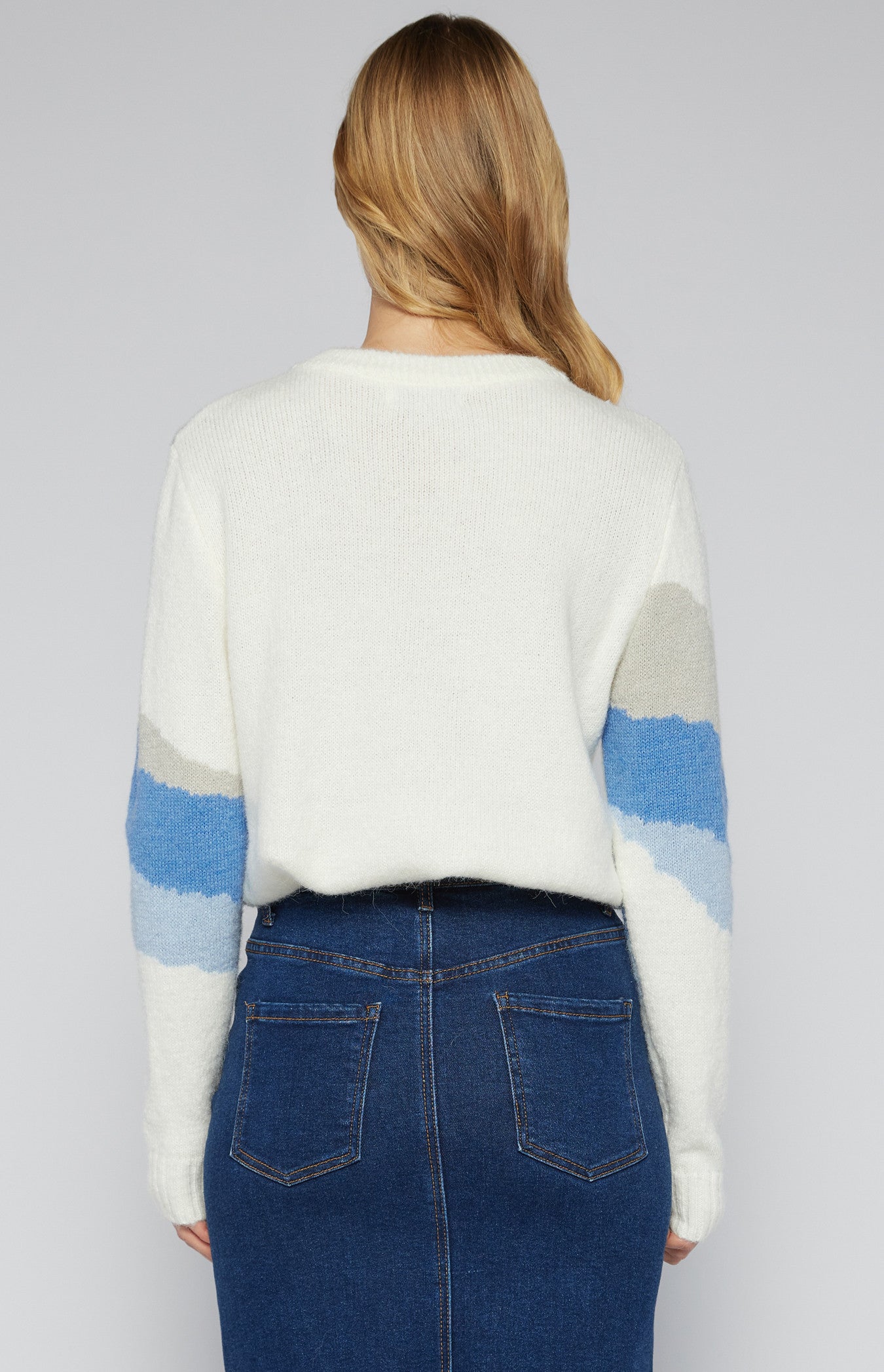 ALENA KNIT SWEATER- BLUE ABSTRACT