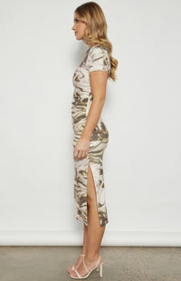 SABRINA JERSEY DRESS- SWIRL PRINT MOSS