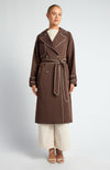 CONTRAST BINDING LONGLINE TRENCH COAT- ESPRESSO