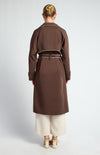 CONTRAST BINDING LONGLINE TRENCH COAT- ESPRESSO