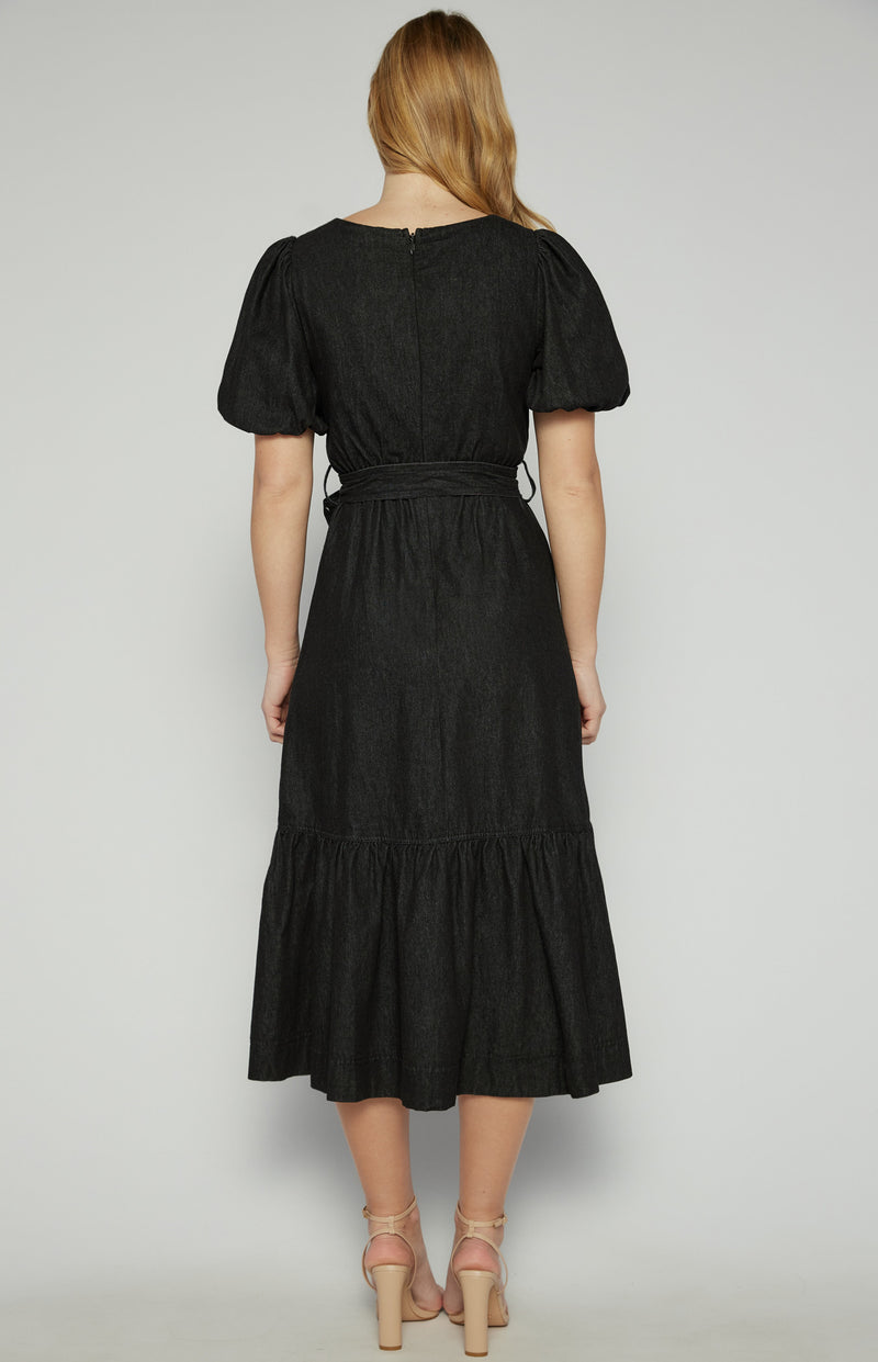 J WHITBY MIDI DRESS- BLACK