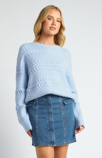 CABLE KNIT JUMPER- PALE BLUE