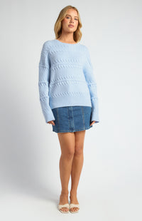 CABLE KNIT JUMPER- PALE BLUE