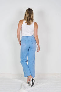 WAKEE CROP WIDE LEG JEANS- LIGHT DENIM