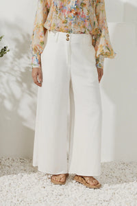 GEORGIE WIDE LEG PANTS- WHITE