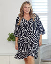 SHIFT DRESS  - BLACK/WHITE ZEBRA